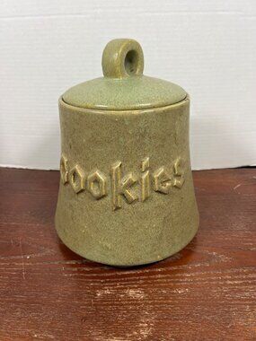 Vintage McCoy Green Ceramic Cookie Jar With Lid